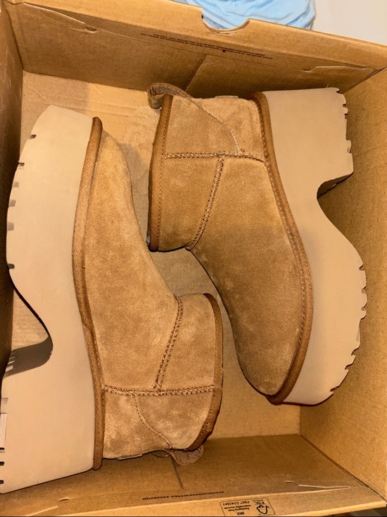 UGG Shoes - UGG Tan Suede Platform Ankle Boots